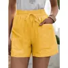 Pantalones Casuales de Lino Sueltos de Pierna Ancha de Cintura Alta de Color Sólido con Bolsillo, Novedad de Verano para Mujer, Transfronterizos Europeos y Americanos