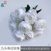 Rosa redonda de nueve cabezas rosa rizada de nueve cabezas decoración floral para fila de lugar de boda flor falsa paisaje de área de bienvenida flor de simulación