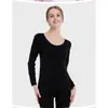 Conjunto de roupa íntima térmica feminina sem costura outono e inverno gola redonda calça comprida justa ultrafina modeladora plus size blusa base