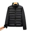 2026 Invierno Nuevo Abrigo de Algodón con Cuello Alto Chaqueta de Algodón Versátil Simple y Elegante Corte Delgado Abrigo Patchwork