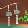 Pendientes de Plata S925 Rey Ciervo Dorado Elegantes y de Moda Esmalte de Fénix Borla Larga Jade Hetian Festival de la Paz Pendientes para Mujer