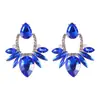 Brincos de joia coloridos série azul quente transfronteiriços brincos de diamante azul safira com diamantes completos de luxo de ponta Europa e Estados Unidos atacado