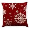 Amazon Temu Más Vendido Funda de Almohada de Algodón Estampada Roja Navideña Cojín para Sofá Cojín para Coche