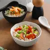 Cuenco de arroz de cerámica, diseño creativo para uso doméstico, cuenco para ramen, nuevo estilo 2026, cuenco para postre, cuenco individual, elegante cuenco para ensalada
