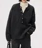 Suéter Cool Estilo Americano com Gola Henry para Homens e Mulheres, Novo Suéter de Tricô Cool Cor Sólida Outono e Inverno Estilo Preguiçoso