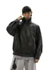 Jaqueta de Couro PU Estilo Retro Americano Nasa para Homens, Tamanho Grande, Caimento Solto, Marca da Moda, Jaqueta Biker Cool, Novo Modelo 2026
