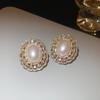 Pendientes de perlas artificiales francesas multicapa con diamantes, collar, estilo lujoso y ligero, cadena de clavícula, joyería estilo corte retro.