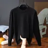 Suéter de punto para hombre, liso, cuello redondo, tipo jersey, para otoño e invierno, adecuado como capa interior o prenda superior cálida, disponible para envío directo transfronterizo