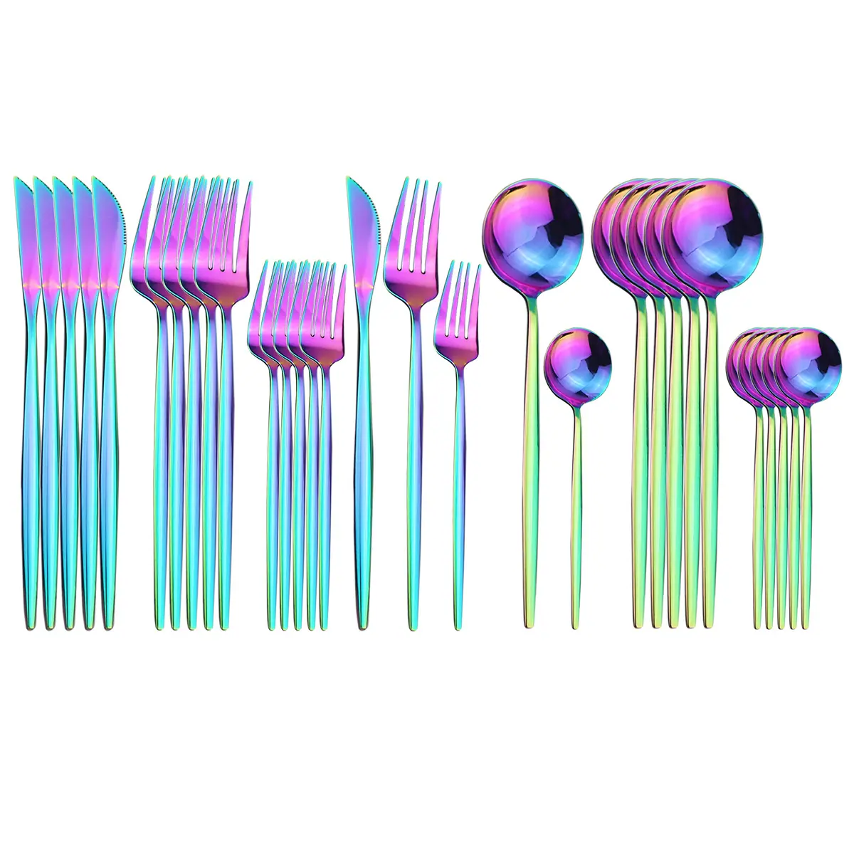 6Set-30Pcs-Rainbow-Cutlery-Set