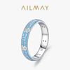 Anillo de Plata Esterlina S925 Azul Micro Diamante para Mujer Diseño Nicho Europeo y Americano Patrón Cabeza de Gato Anillo para Dedo Pulsera Transfronteriza