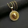 Europeu e Americano Transfronteiriço Hip Hop HIPHOP Jóias Titânio Aço / Aço Inoxidável Banhado a Ouro Diamante Redondo Marca Lion Head Pingente