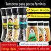 Tempero composto de sal marinho e pimenta preta vem com moedor tempero para churrasco porco faminto tempero engarrafado
