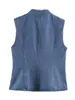 Chal de punto cruzado para comercio exterior transfronterizo, estilo chino nuevo europeo y americano, con nudo de corbata diagonal, para mujer, prenda exterior vintage sin mangas, corta, ajustada