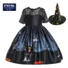 2026 Vestido Nuevo de Princesa para Niñas de Halloween Vestido de Encaje sin Tirantes Vestido con Estampado de Fantasma de Halloween Conjunto de Vestido para Niños