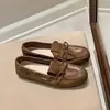 Mocasines Retro Estilo Británico con Lazo y Suela Suave para Mujer, Nuevo Modelo Otoño e Invierno con Detalles Cosidos, Mocasines para Exteriores sin Cordones