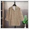 Camisa de manga tres cuartos para hombre adolescente, nuevo estilo verano 2025, camisa de manga corta estampada, holgada y transpirable, top de marca moderna para hombre