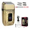 Barbeador Elétrico Masculino de Três Cabeças de Alta Potência com Display Digital, Corpo de Metal, Bateria de Lítio para Aparar Barba Rala, Transfronteiriço