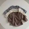 Camiseta informal de estilo coreano para bebés y hombres, con hebilla abierta, cómoda y combinable, con cuello redondo grueso, para primavera y otoño.