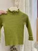 Suéter de orejas de niña para otoño e invierno, suéter de punto de cuello alto medio para niña, camisa de base cerosa suave para niña