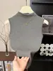 Camiseta sin mangas de estilo coreano con cuello mao pequeño para mujer, corte ajustado, top corto versátil para ir al trabajo, camiseta básica de verano