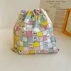 Bolsa de Algodão Estampada com Cordão Bolsa de Armazenamento para Viagem Armazenamento Diário Bolsa de Pano Classificada Bolsa de Armazenamento de Desenho Animado Harada