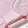 Ropa Interior Femenina Simple Transpirable Suave Algodón Antibacteriana Bragas Tiro Medio Rayadas Transfronterizas En Stock Tallas Grandes Calzones Femeninos