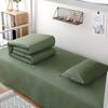 Juego de Tres Piezas Individual para Dormitorio de Estudiante Universitario, Sábana y Funda de Edredón de Algodón Puro Color Verde Militar, Juego de 1.8m, Versión Engrosada para Invierno