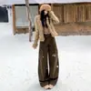 Calça Cargo Jeans Retrô Americana Scimitar Solta Confortável Estilo Preguiçoso Casual Comprimento Total Outono Inverno Nova Versátil Primavera