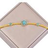 Pulsera de Cadena Trenzada Tejida Transfronteriza Flor Turquesa Diamante Lujo Ligero Zircón Verde Perla Pulsera Acero Titanio Color Libre