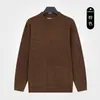 Suéter de punto grueso acanalado para hombre, estilo Old Money de negocios, color liso, engrosado para abrigar en otoño e invierno, tejido casual