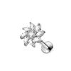 Pendientes de Aleación de Titanio F136 con Diseño de Flor de Circonita, Tachuelas para Labio, Tachuelas para Hélice de Oreja, Joyería para Piercing Corporal de Titanio G23 con Rosca Interna