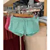 OOTD BM Novos Shorts Casuais de Cintura Baixa Elástica com Cordão Calças Quentes Hot Pants Calças Esportivas Verde Menta