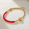 Pulsera para Pareja Año Nuevo 2022 Sonido de Agitar Little Red Book Cuerda Roja de la Fortuna Doble Cara Pulsera de Acero de Titanio Oro Rosa Venta al por Mayor