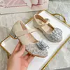 Sapatos de Princesa Brilhantes com Cristal para Meninas, Novos Sapatos de Bebê com Solado Macio, Sapatos de Festa e Performance para Crianças, Sapatos Mary Jane com Strass