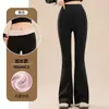 Pantalones de Yoga Micro Acampanados Forrados de Polar para Mujer, Ropa de Abrigo, Novedad Otoño/Invierno 2026 Cintura Alta Control de Abdomen Extra Largos para Personas Altas Pantalones Acampanados Tiburón