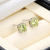 925 brincos de prata esterlina para mulheres fresco estilo japonês e coreano atacado incrustado 1 quilate Apple verde zircão quatro garras brincos para as mulheres