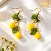 Pinzas para Orejas Populares Amarillas de Flor de Limón Transfronterizas Sin Perforar para Mujeres, Pendientes Creativos Frescos y Dulces de Estilo Chino de Alta Gama de Colores