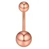 Acero inoxidable oro rosa juego de 4 piezas clavo de ombligo doble cabeza circón bola totalmente de diamante perla anillo de ombligo combinación joyería para perforación