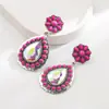 Pendientes de Flor de Turquesa Incrustados con Diamantes Estilo Étnico Vintage de Alta Gama He Ming Jewelry Europeos y Americanos