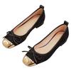 Zapatos de Ballet Nuevos Planos de Metal para Mujer Suela Suave Boca Baja Primavera y Verano 2025 Zapatos Planos de Punta Cuadrada Pequeño Aroma con Lazo