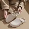 Pantuflas de Algodón Impermeables con Puntera de PU para Mujer, Hogar, con Terciopelo Plus, Engrosadas, Antideslizantes, Resistentes al Desgaste, de Interior, para Pareja, Algodón Cálido, Hombre