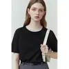 Camiseta branca de algodão puro de manga curta para mulheres, estilo coreano de verão 2026, corte solto, gola redonda, top casual
