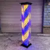 Luz Rotatoria LED para Salón de Peluquería Peluquería Barbería Caja de Luz Rotatoria Cuadrada Montada en Pared de Pie Doble Uso Vidrio Templado