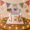 Banner de cumpleaños temático de béisbol transfronterizo, banner de estilo deportivo americano, decoración colgante en espiral, adorno para pastel y artículos decorativos