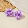 Joyería de Estilo Europeo y Americano, Pendientes de Camelia Sólidos Simples y Frescos, Pendientes Florales de Tela Dulces con Sentido de Ambiente