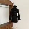 Recuperação econômica Conjunto de lã vintage, versátil casaco de lã de abotoamento duplo, saia e saia curta da Ye Hong Apparel, algodão