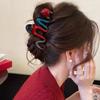 Presilha de Garra para Cabelo Color-Blocking Vermelho e Azul, Presilha de Tubarão Grande para Cabelo para Mulheres, Novo Estilo 2025 Acessório de Cabelo Atacado