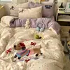 Conjunto de Roupa de Cama Classe A Quatro Peças Algodão Puro Lençóis de Cama Capa de Edredom Capa de Edredom Lençóis de Cama Conjunto de Três Peças para Dormitório de Estudante 4 Estações
