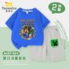 Conjunto de Camiseta de Manga Corta y Pantalones para Niños de Minecraft, Ropa de Verano de Algodón con Diseño de Creeper para Niños