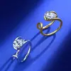 Anillo de moissanita de plata S925, anillo abierto de brazo retorcido forma de pera gota de agua, joyería de mano envolvente ajustable de nicho de la fábrica de origen